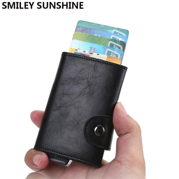 card holders rfid bank holder aluminium leather slim minimalist wallet automatic cardholder protection pocket cases drop, Brown;gray
card holders rfid bank holder aluminium leather slim minimalist wallet automatic cardholder protection pocket cases drop, Brown;gray