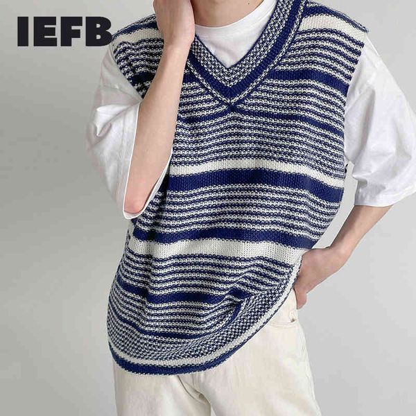 iefb spring and summer thin knitted vest men's loose sleeveless v-neck striped vests vintage korean trend casual 9y7570 210524, White;black
iefb spring and summer thin knitted vest men's loose sleeveless v-neck striped vests vintage korean trend casual 9y7570 210524, White;black