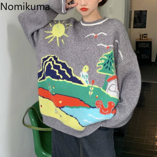 nomikuma graffiti jacquard knitted sweater women o neck long sleeve vintage jumpers casual loose all-match pull femme 3d272 210514, White;black
nomikuma graffiti jacquard knitted sweater women o neck long sleeve vintage jumpers casual loose all-match pull femme 3d272 210514, White;black