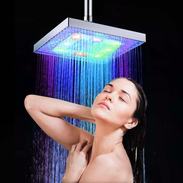 luxury chrome led rainfall shower head stainless steel square color changing lights water flow bathroom sets
luxury chrome led rainfall shower head stainless steel square color changing lights water flow bathroom sets