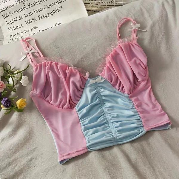 women tank woman clothes vest cute colorblock patchwork strap elastic camisole japanese style fashion camis, White
women tank woman clothes vest cute colorblock patchwork strap elastic camisole japanese style fashion camis, White