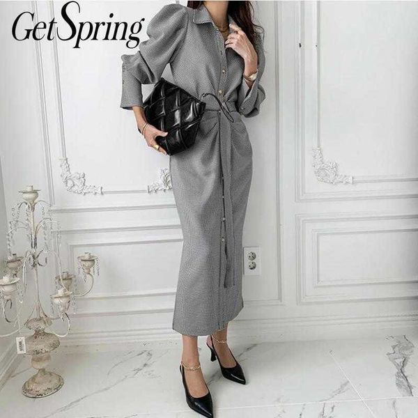 getspring women dress temperament plaid vintage dresses puff sleeve belt long ladies retro chic maxi spring 210601, Black;gray
getspring women dress temperament plaid vintage dresses puff sleeve belt long ladies retro chic maxi spring 210601, Black;gray