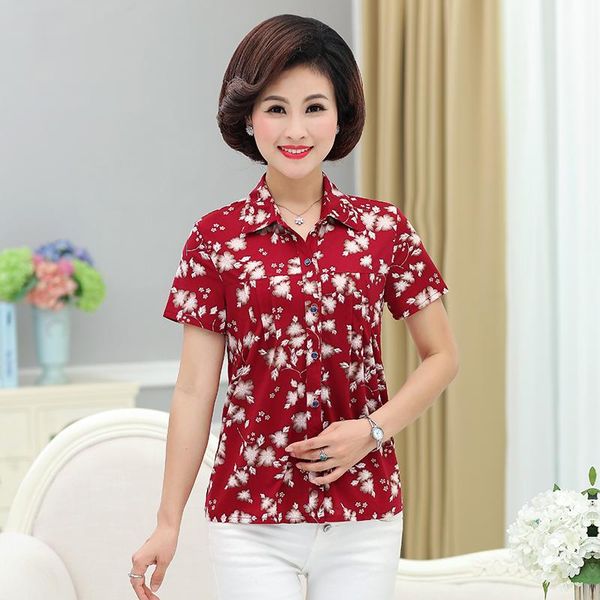 summer short sleeve women shirts floral print casual loose blouses plus size mother clothes blusa feminina women's &, White
summer short sleeve women shirts floral print casual loose blouses plus size mother clothes blusa feminina women's &, White