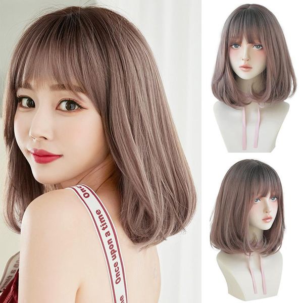 synthetic wigs short bob wig with bangs for women black pink brown shoulder length hair party daily use
synthetic wigs short bob wig with bangs for women black pink brown shoulder length hair party daily use