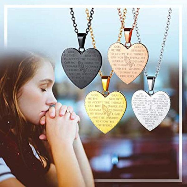 pendant necklaces faith heart bible verse praying hand necklace stainless steel christian cross jewelry for women men, Silver
pendant necklaces faith heart bible verse praying hand necklace stainless steel christian cross jewelry for women men, Silver