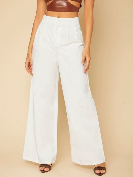 tall zipper fly fold pleated wide leg pants e3jj#, Black;white
tall zipper fly fold pleated wide leg pants e3jj#, Black;white