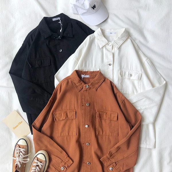spring women casual cotton denim coats solid korean style streetwear long sleeve vintage jackets women's, Black;brown
spring women casual cotton denim coats solid korean style streetwear long sleeve vintage jackets women's, Black;brown