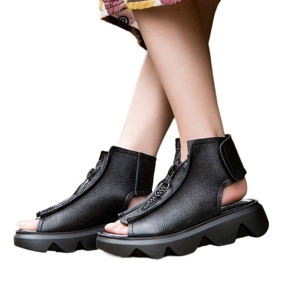 summer ins roman sandals open toe zipper outdoor leather women's versatile comfortable and soft flat shoes dress, Black
summer ins roman sandals open toe zipper outdoor leather women's versatile comfortable and soft flat shoes dress, Black