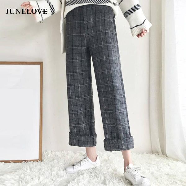 women's pants & capris junelove women winter woolen plaid female pant vintage elastic high waist plus size harajuku wide leg lady trous, Black;white
women's pants & capris junelove women winter woolen plaid female pant vintage elastic high waist plus size harajuku wide leg lady trous, Black;white