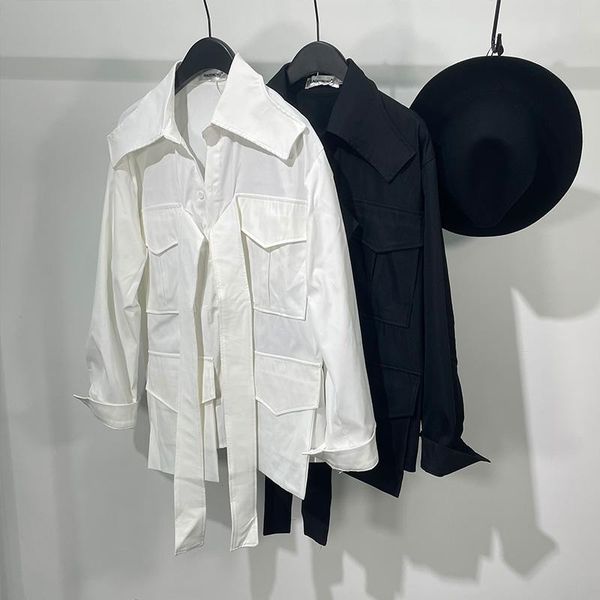 men's casual shirts fashion multi pocket solid color work clothes long sleeved shirt spring and autumn trend functional personalized lo, White;black
men's casual shirts fashion multi pocket solid color work clothes long sleeved shirt spring and autumn trend functional personalized lo, White;black