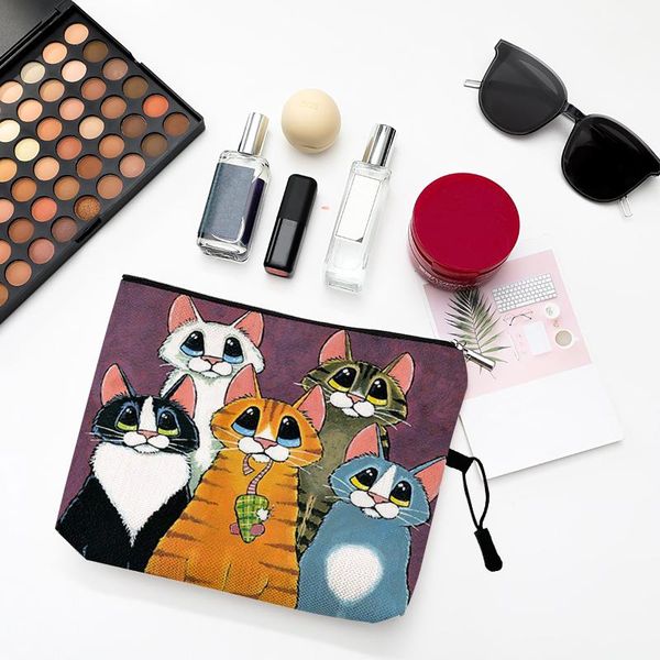 roomy cosmetic bag cute cartoon cat print fashion women makeup bags waterproof cosmetics travel lady washing toiletry tote & cases 
roomy cosmetic bag cute cartoon cat print fashion women makeup bags waterproof cosmetics travel lady washing toiletry tote & cases