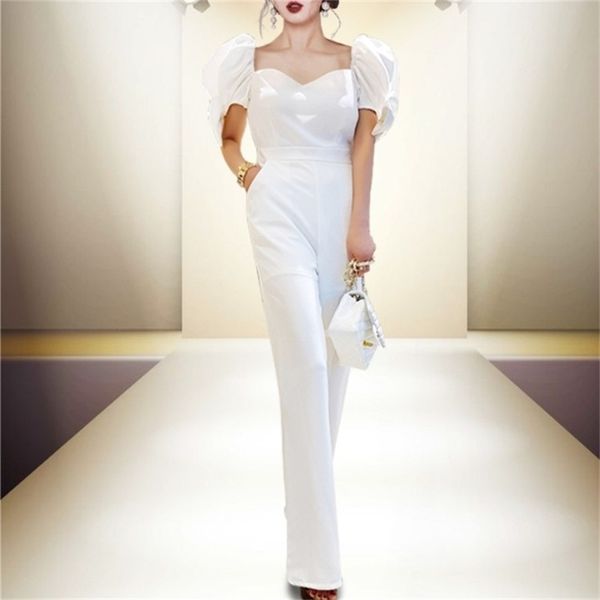 women v-neck puff sleeve bow jumpsuits ladies overalls elegant fashion ol high waist slim white rompers 210519, Black;white
women v-neck puff sleeve bow jumpsuits ladies overalls elegant fashion ol high waist slim white rompers 210519, Black;white