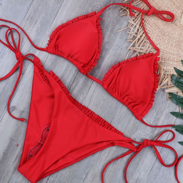 2020 ladies red bikini brazilian triangle swimsuit women new swimwear maillot de bain bather bathing suit biquini swim wear, White;black
2020 ladies red bikini brazilian triangle swimsuit women new swimwear maillot de bain bather bathing suit biquini swim wear, White;black