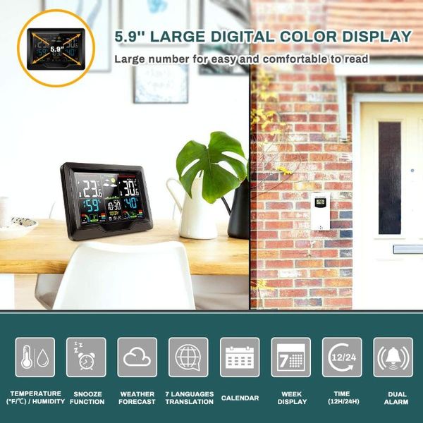 other clocks & accessories weather stations wireless and hygrometer color display digital forecast station with calendar dual al
other clocks & accessories weather stations wireless and hygrometer color display digital forecast station with calendar dual al