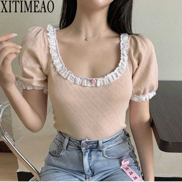 xitimeao women casual solid puff short sleeve knitted t-shirts ladies fashion square neck slim fit tees 210604, White
xitimeao women casual solid puff short sleeve knitted t-shirts ladies fashion square neck slim fit tees 210604, White
