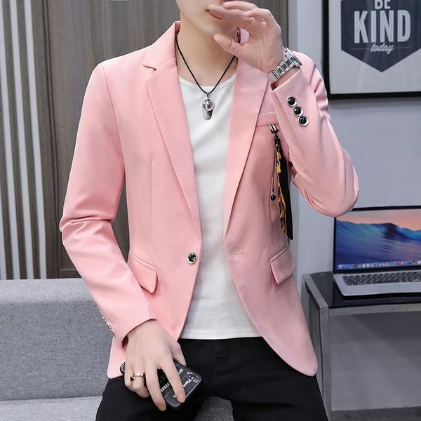 men's suits & blazers fashion suit jacket korean slim fit trend male coat business casual pink single breasted blazer, White;black
men's suits & blazers fashion suit jacket korean slim fit trend male coat business casual pink single breasted blazer, White;black