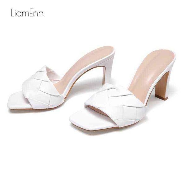 slippers women s high heels new fashion weave dress party shoes ladies white black 8 5 cm slides 220308
slippers women s high heels new fashion weave dress party shoes ladies white black 8 5 cm slides 220308
