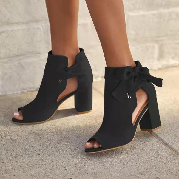 sandals 2022 summer bowknot peep toe women sandal fashion thick heels plus size suede ankle female gladiator hollow out shoes, Black
sandals 2022 summer bowknot peep toe women sandal fashion thick heels plus size suede ankle female gladiator hollow out shoes, Black