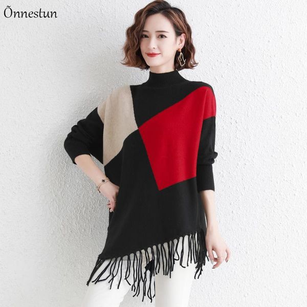 women's sweaters tassel sweater woman winter causal knitwear pullovers women clothes patchwork plus size jumper knitted for, White;black
women's sweaters tassel sweater woman winter causal knitwear pullovers women clothes patchwork plus size jumper knitted for, White;black