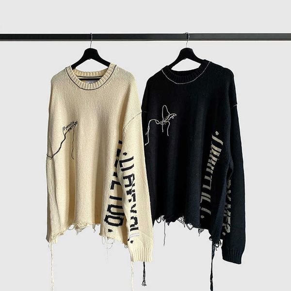 men's sweaters tassel destruction doublet marry me sweater men women black apricot vintage knitted pullover crewneck cpoa, White;black
men's sweaters tassel destruction doublet marry me sweater men women black apricot vintage knitted pullover crewneck cpoa, White;black