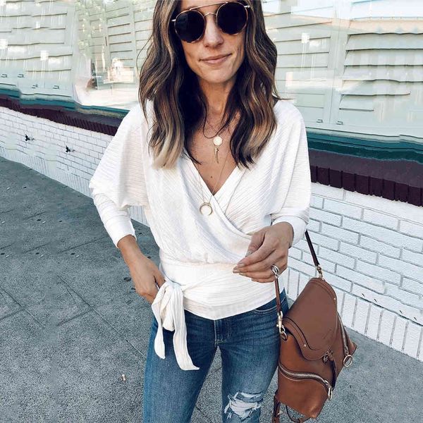 white elegant loose tunic knit shirt women autumn female v neck bat sleeve strappy pullover casual streetwear sweater slim 210507, White;black
white elegant loose tunic knit shirt women autumn female v neck bat sleeve strappy pullover casual streetwear sweater slim 210507, White;black
