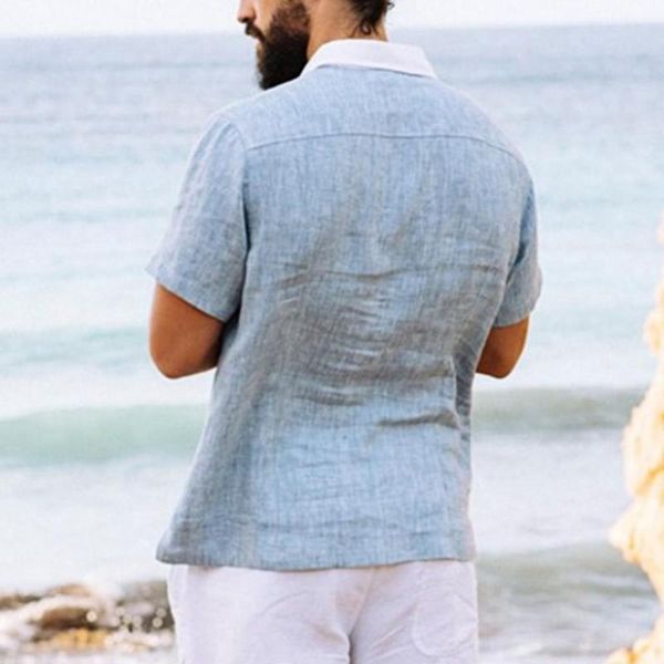 men's casual shirts trendy shirt patchwork turn-down collar comfy summer, White;black
men's casual shirts trendy shirt patchwork turn-down collar comfy summer, White;black