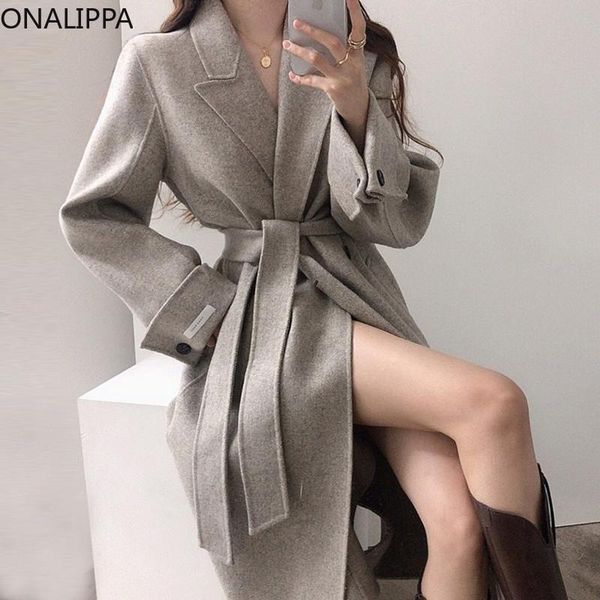 women's jackets onalippa solid color woolen coat 2021 winter french elegant light mature style temperament lapel tie waist loose long j, Black;brown
women's jackets onalippa solid color woolen coat 2021 winter french elegant light mature style temperament lapel tie waist loose long j, Black;brown