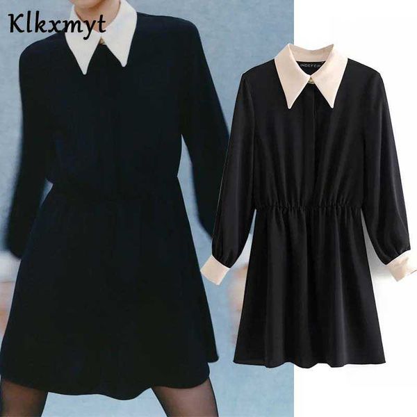 klkxmyt za dress women fashion metal buttons splicing mini vintage long sleeve lapel female es vestidos mujer 210527, Black;gray
klkxmyt za dress women fashion metal buttons splicing mini vintage long sleeve lapel female es vestidos mujer 210527, Black;gray