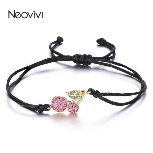 charm bracelets neovivi cute cherry bracelet fruit micro pave cz red black rope string women jewelry handmade diy friendship gift, Golden;silver
charm bracelets neovivi cute cherry bracelet fruit micro pave cz red black rope string women jewelry handmade diy friendship gift, Golden;silver