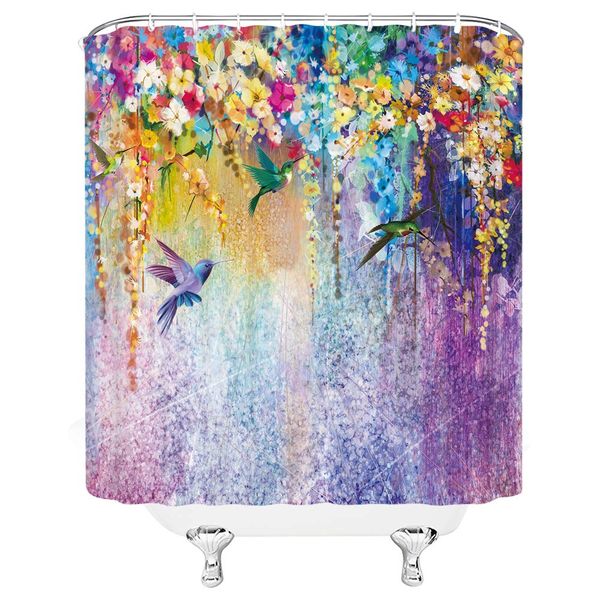 hummingbird flower shower curtain abstract watercolor purple vertical vine spring home decor polyester fabric crutain with 12pcs
hummingbird flower shower curtain abstract watercolor purple vertical vine spring home decor polyester fabric crutain with 12pcs