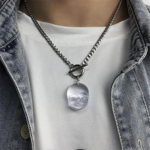 pendant necklaces doll head baby face clear for men women neck chain baroque style fashion street jewelry, Silver 
pendant necklaces doll head baby face clear for men women neck chain baroque style fashion street jewelry, Silver