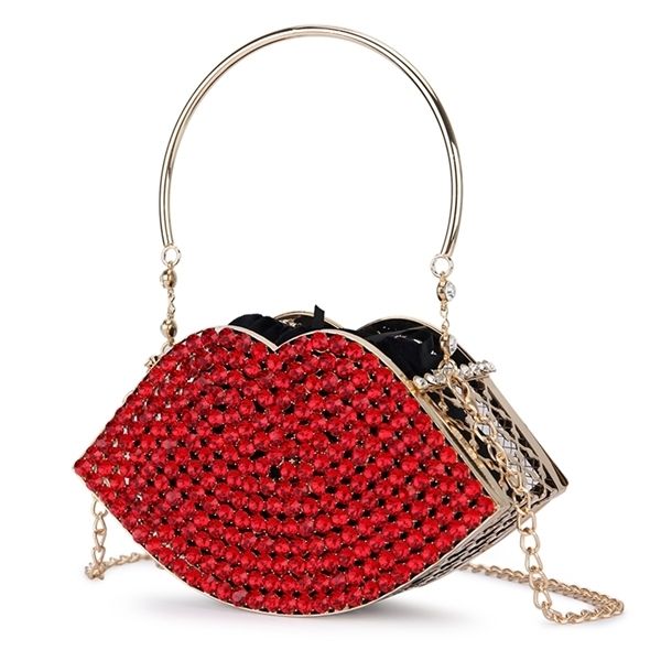 luxury diamond red lips evening clutch bag for women new hollow out small metal cage ladies rhinestone purses and handbags c0601
luxury diamond red lips evening clutch bag for women new hollow out small metal cage ladies rhinestone purses and handbags c0601