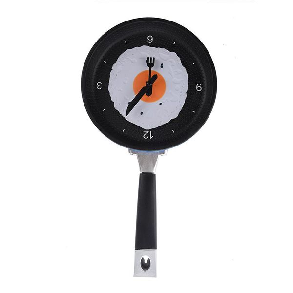 wall clocks frying pan clock with fried egg - novelty hanging kitchen cafe blue