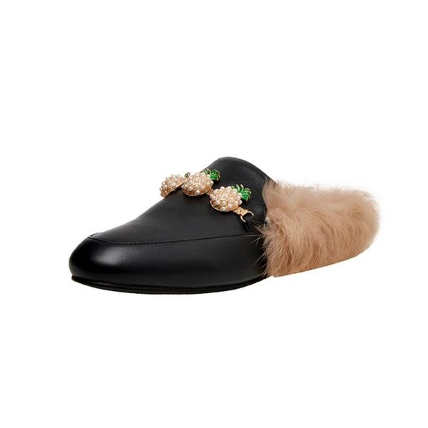 slippers autumn winter muller shoes women leather fabric warm fur fashion metal chain decoration comfortable female, Black
slippers autumn winter muller shoes women leather fabric warm fur fashion metal chain decoration comfortable female, Black