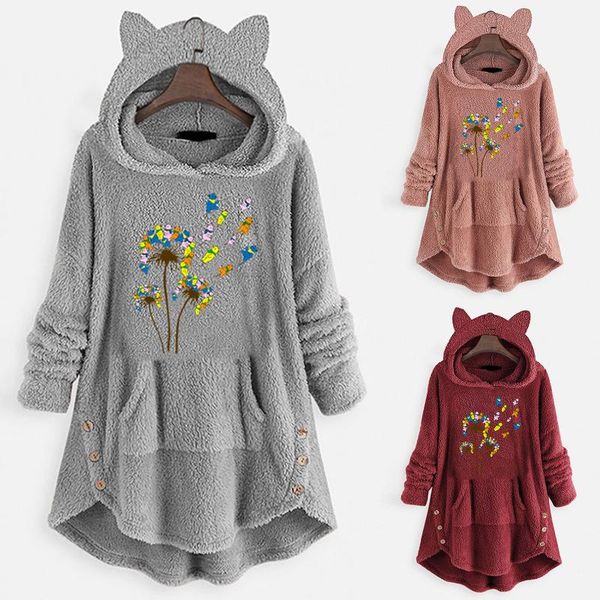 women's hoodies & sweatshirts cute flower printed cat ear for womens winter fleece hooded sweatshirt pullovers with button pockets suda, Black
women's hoodies & sweatshirts cute flower printed cat ear for womens winter fleece hooded sweatshirt pullovers with button pockets suda, Black