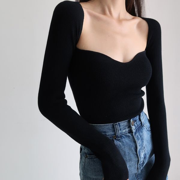 women's sweaters vintage square collar slim knit crop womens long sleeve solid color knitwear fall winter lady pullovers, White;black
women's sweaters vintage square collar slim knit crop womens long sleeve solid color knitwear fall winter lady pullovers, White;black