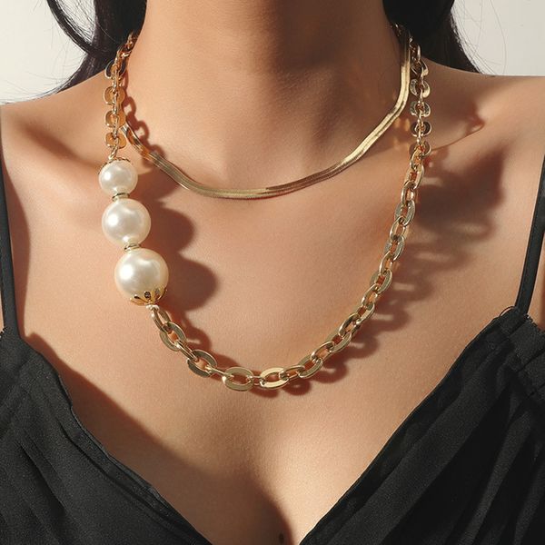 personalized fashion long necklace double layer pearl thin chain women's clavicle chain ins snake bone chain, Silver
personalized fashion long necklace double layer pearl thin chain women's clavicle chain ins snake bone chain, Silver