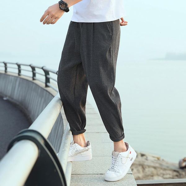 men's pants pr casual cropped men baggy harem solid color elastic waist trousers vintage fashion men's clothing, Black
men's pants pr casual cropped men baggy harem solid color elastic waist trousers vintage fashion men's clothing, Black