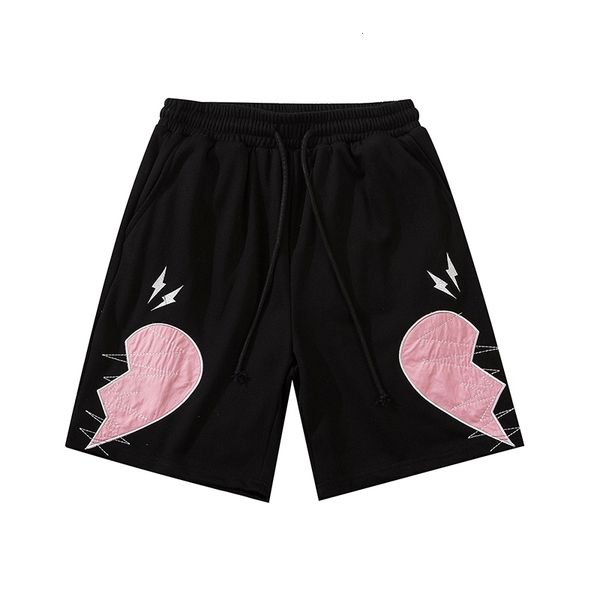 men's shorts heartbreak embroidery casual men and women drawstring hip hop couple loose straight five points pants oversize jdd6, White;black
men's shorts heartbreak embroidery casual men and women drawstring hip hop couple loose straight five points pants oversize jdd6, White;black