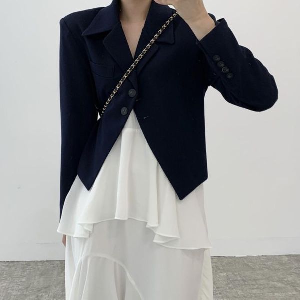 two piece dress spring cake lapel small suit short coat korean irregular suspender, White
two piece dress spring cake lapel small suit short coat korean irregular suspender, White