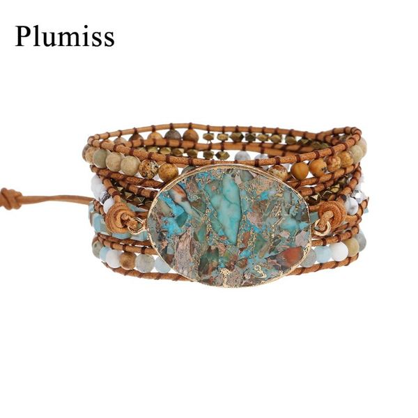 oval imperial jaspers bracelet with gold natural stone amazonite beads leather wrap bracelets for women boho handmade jewelry tennis, Golden;silver
oval imperial jaspers bracelet with gold natural stone amazonite beads leather wrap bracelets for women boho handmade jewelry tennis, Golden;silver