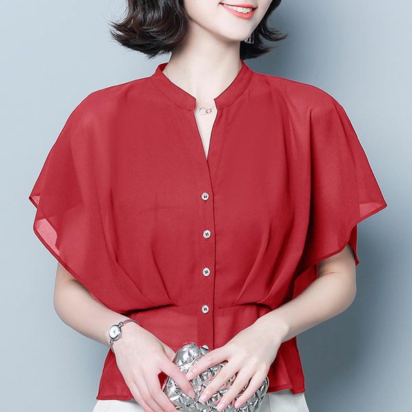 women's blouses & shirts women blouse 2021 batwing short sleeve v-neck red chiffon shirt blusa blusas mujer d362, White
women's blouses & shirts women blouse 2021 batwing short sleeve v-neck red chiffon shirt blusa blusas mujer d362, White