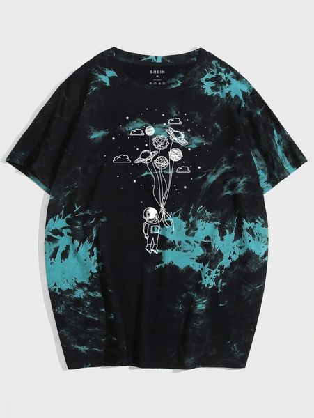 men tie dye spaceman print tee n6r8#, White;black
men tie dye spaceman print tee n6r8#, White;black
