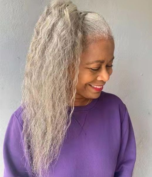 soft waves long gray wraps side ponytail extension european grey pony tail hairpiece 120g, Black
soft waves long gray wraps side ponytail extension european grey pony tail hairpiece 120g, Black