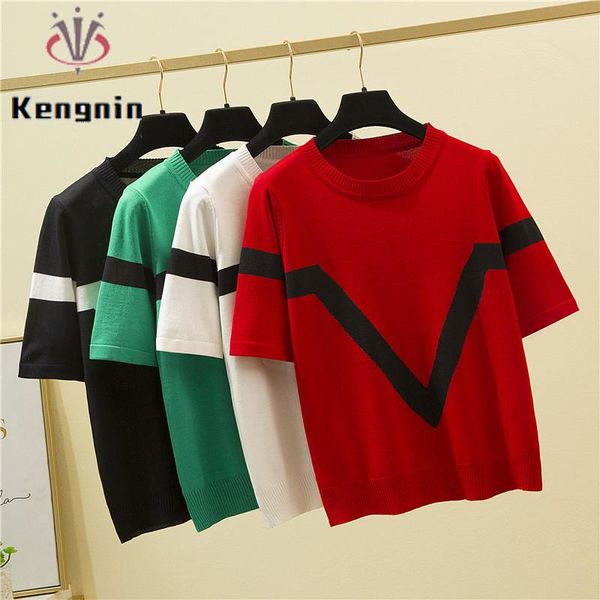 women's t-shirt 2021 spring autumn half sleeve women casual patchwork color female tees loose knitting thin all-match pullovers ks636, White
women's t-shirt 2021 spring autumn half sleeve women casual patchwork color female tees loose knitting thin all-match pullovers ks636, White