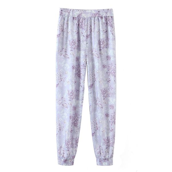 women tropical floral print purple harem pants female chic elastic waist casual ankle length mujer 210430, Black;white
women tropical floral print purple harem pants female chic elastic waist casual ankle length mujer 210430, Black;white