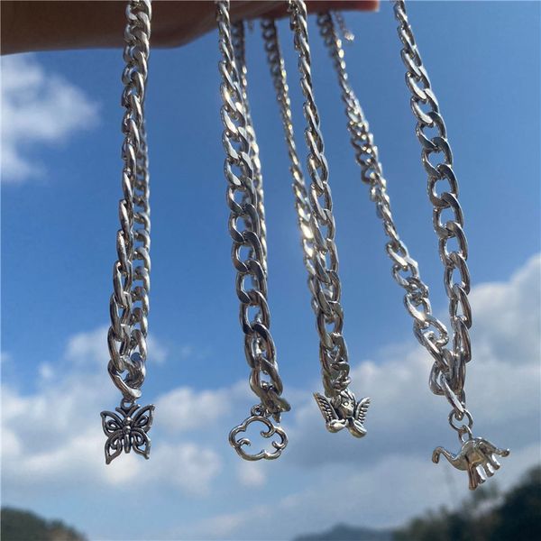 vintage harajuku goth punk dinosaur angel feather butterfly pendant chian hip hop choker necklace for women jewelry accessories, Silver
vintage harajuku goth punk dinosaur angel feather butterfly pendant chian hip hop choker necklace for women jewelry accessories, Silver