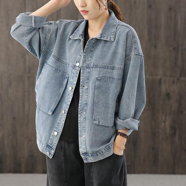 women's jackets korean style woman denim spring autumn fashion big pocket washed jean cardigan outwear loose coats long sleeve chaqueta, Black;brown
women's jackets korean style woman denim spring autumn fashion big pocket washed jean cardigan outwear loose coats long sleeve chaqueta, Black;brown