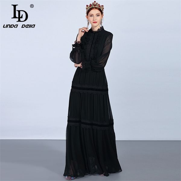 ld linda della fashion runway maxi dresses womens long sleeve lace patchwork ruffles vintage black dress elegant party dress, Black;gray
ld linda della fashion runway maxi dresses womens long sleeve lace patchwork ruffles vintage black dress elegant party dress, Black;gray