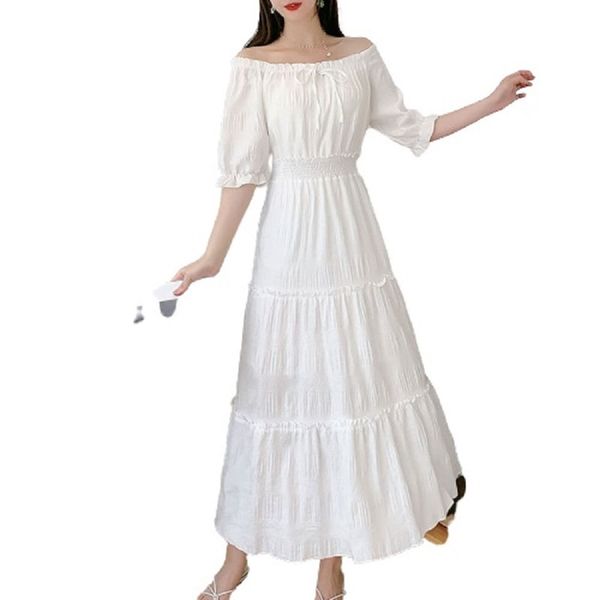women elegant chiffon candy color bow slash neck ruffles puff sleeve elastic waist ankle length cake dress d3051 210514, Black;gray
women elegant chiffon candy color bow slash neck ruffles puff sleeve elastic waist ankle length cake dress d3051 210514, Black;gray